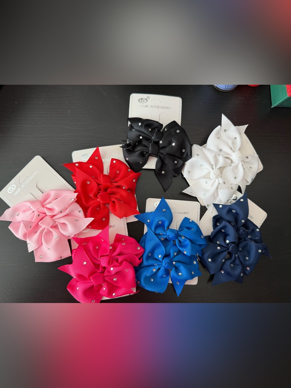7 sets of little girl or baby bow Hair Clips - Multiple Colors